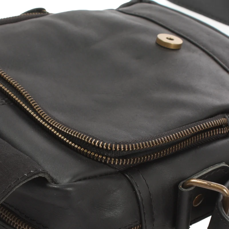 kleine Freizeittasche Umhängetasche Schultertasche Leder schwarz LE3042