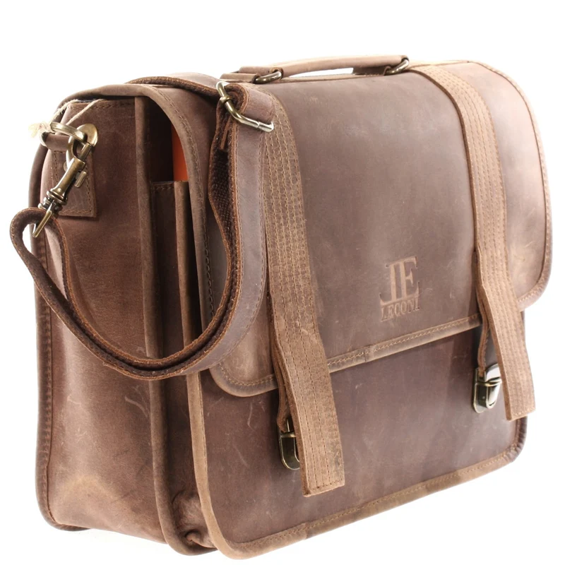 Aktentasche Lehrertasche Businesstasche Damen Herren Leder braun LE3043