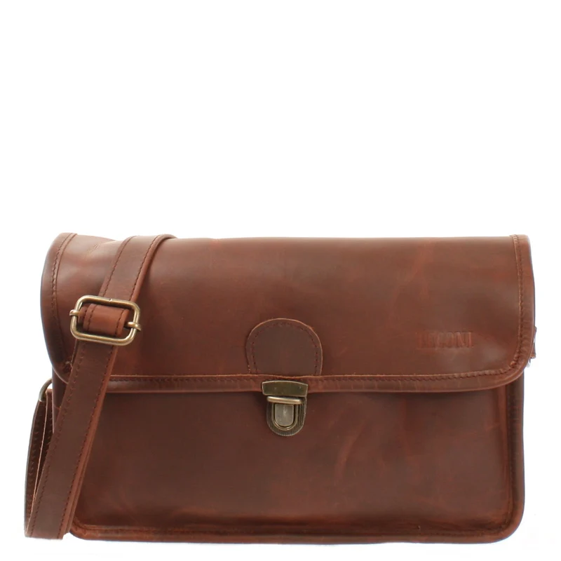 Schultertasche Umhängetasche Damen Leder gewachstes Rindsleder braun LE3044