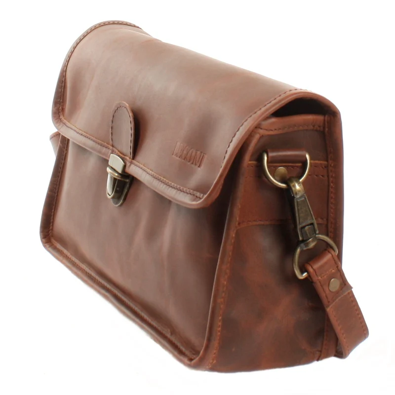 Schultertasche Umhängetasche Damen Leder gewachstes Rindsleder braun LE3044