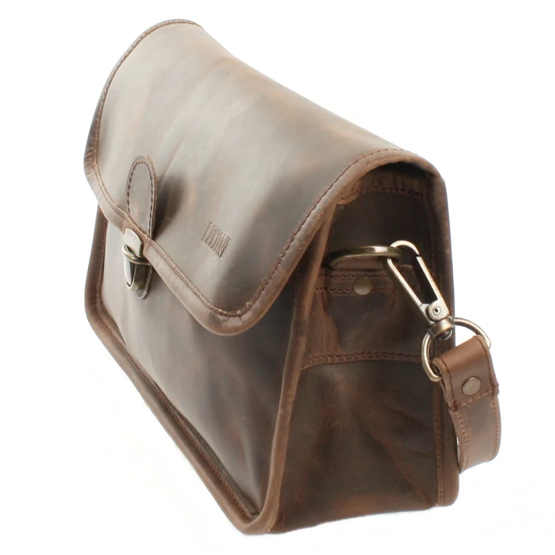 Schultertasche Umhängetasche Damen Leder gewachstes Rindsleder schlamm LE3044