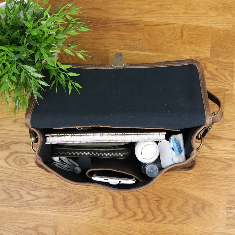 Schultertasche Umhängetasche Damen Leder gewachstes Rindsleder schlamm LE3044