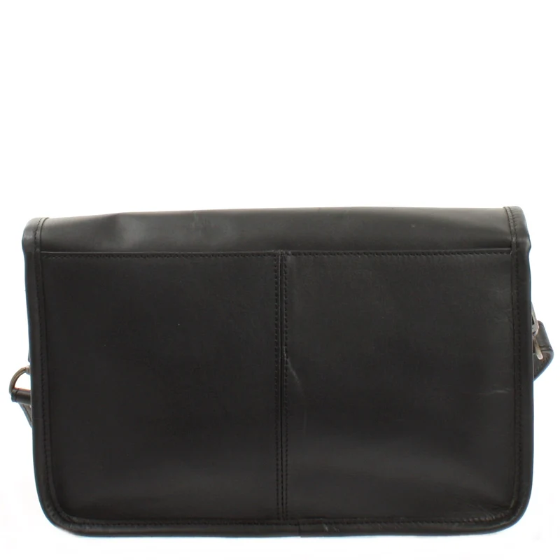Schultertasche Umhängetasche Damen Leder gewachstes Rindsleder schwarz LE3044
