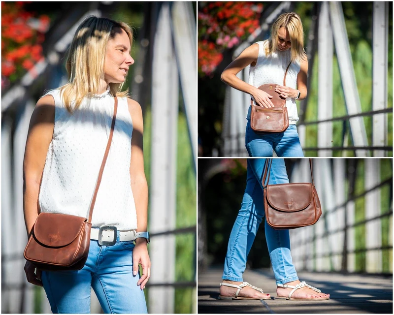 kleine Umhängetasche Ledertasche Damentasche Schultertasche Leder braun LE3047