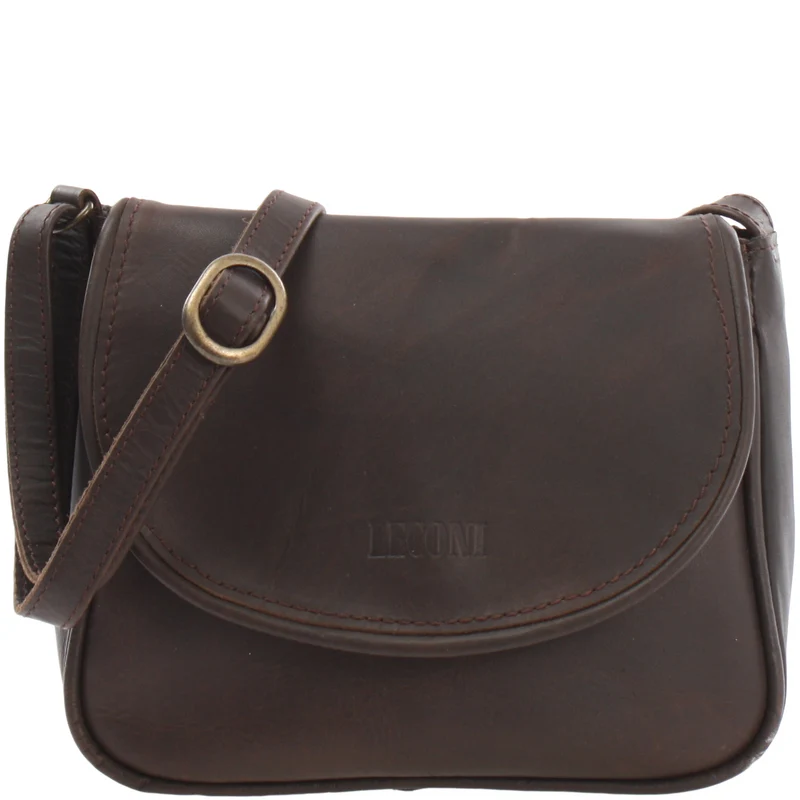 kleine Umhängetasche Ledertasche Leder dunkelbraun LE3047