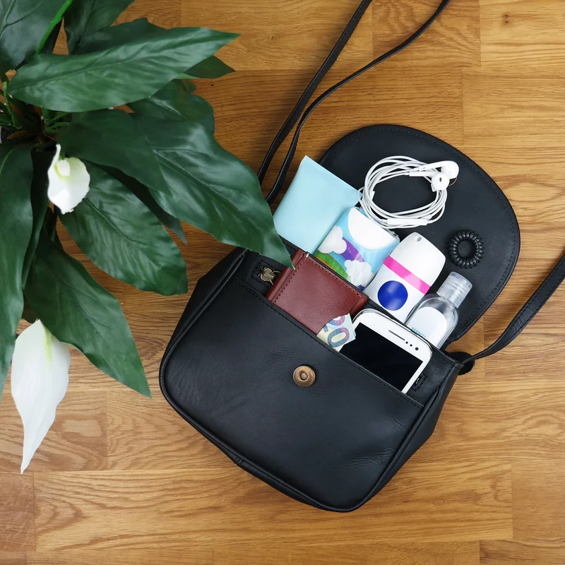 kleine Umhängetasche Ledertasche Damentasche Schultertasche Leder schwarz LE3047