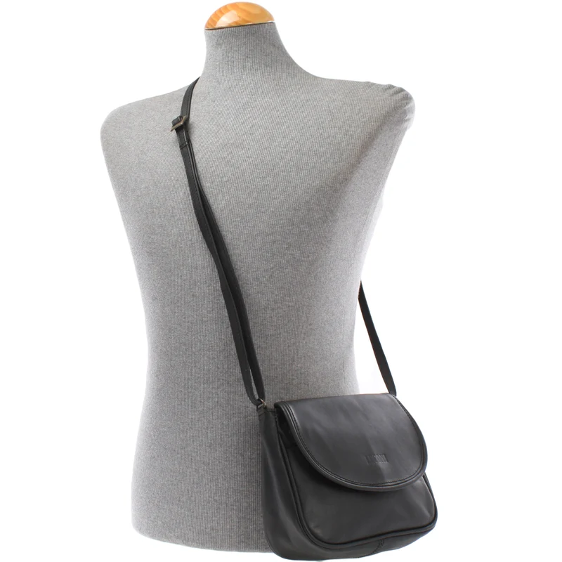 kleine Umhängetasche Ledertasche Damentasche Schultertasche Leder schwarz LE3047