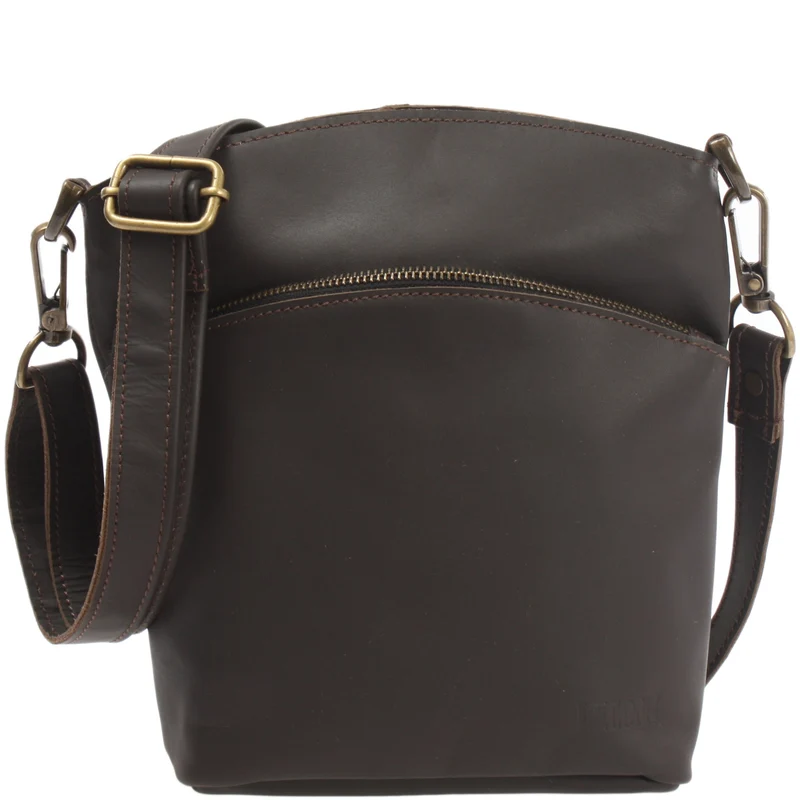 kleine Umhängetasche Schultertasche Freizeittasche Leder dunkelbraun LE3049