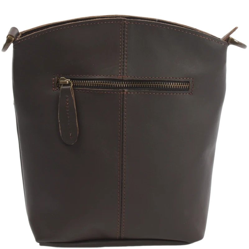 kleine Umhängetasche Schultertasche Freizeittasche Leder dunkelbraun LE3049