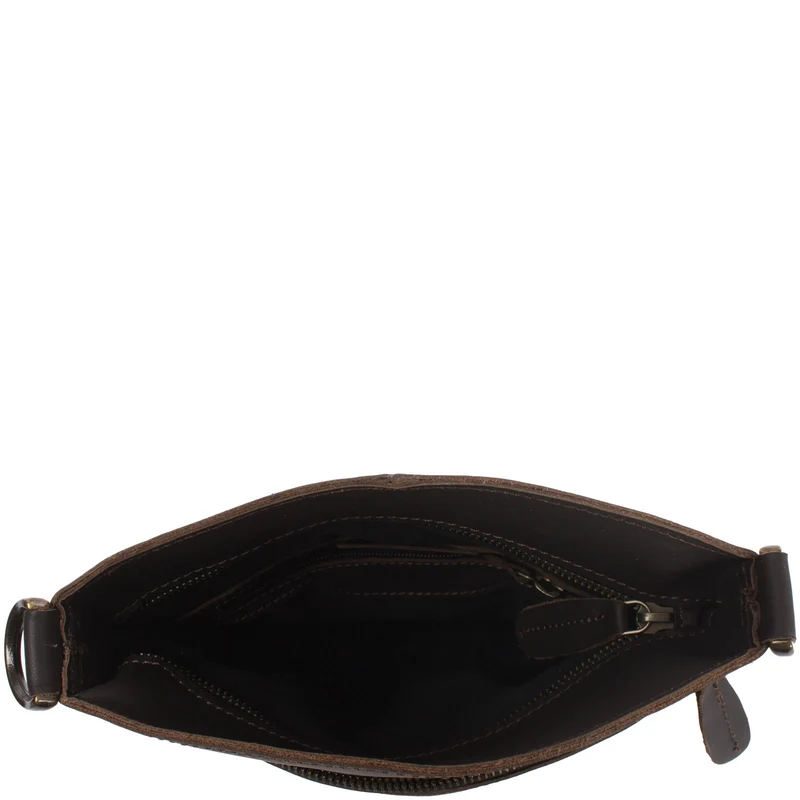 kleine Umhängetasche Schultertasche Freizeittasche Leder dunkelbraun LE3049
