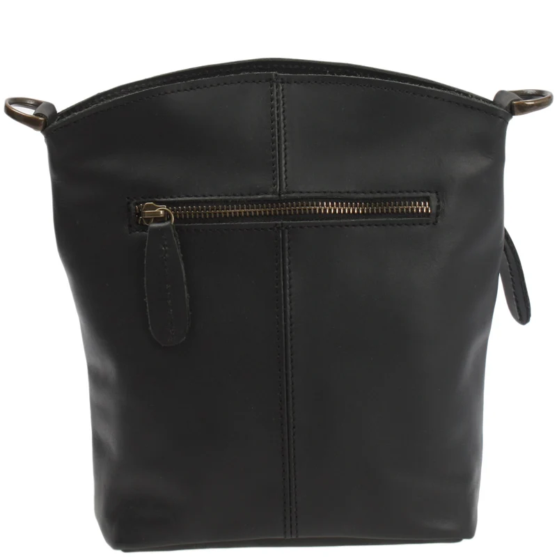 kleine Umhängetasche Schultertasche Freizeittasche Leder schwarz LE3049
