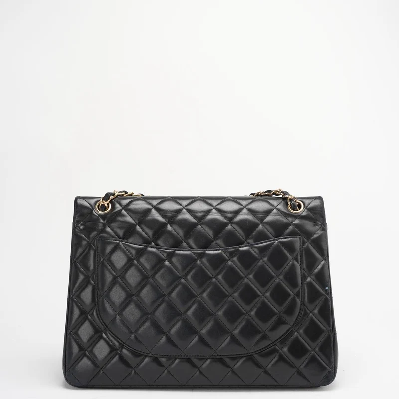 Chanel Schwarze Maxi Classic Double Flap Bag Gesteppt
