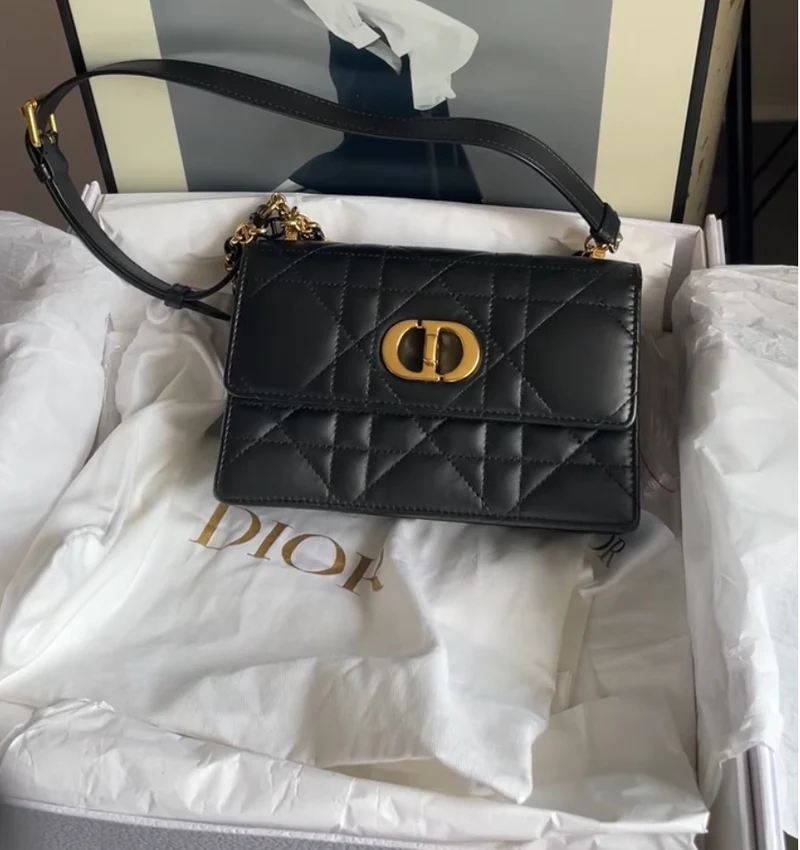 Christian Dior Schwarze Mini Miss Caro Tasche Lammleder 2023