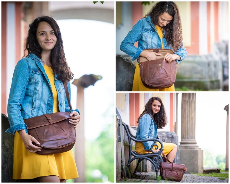 Umhängetasche Damen Schultertasche Damentasche Handtasche Leder braun LE3053