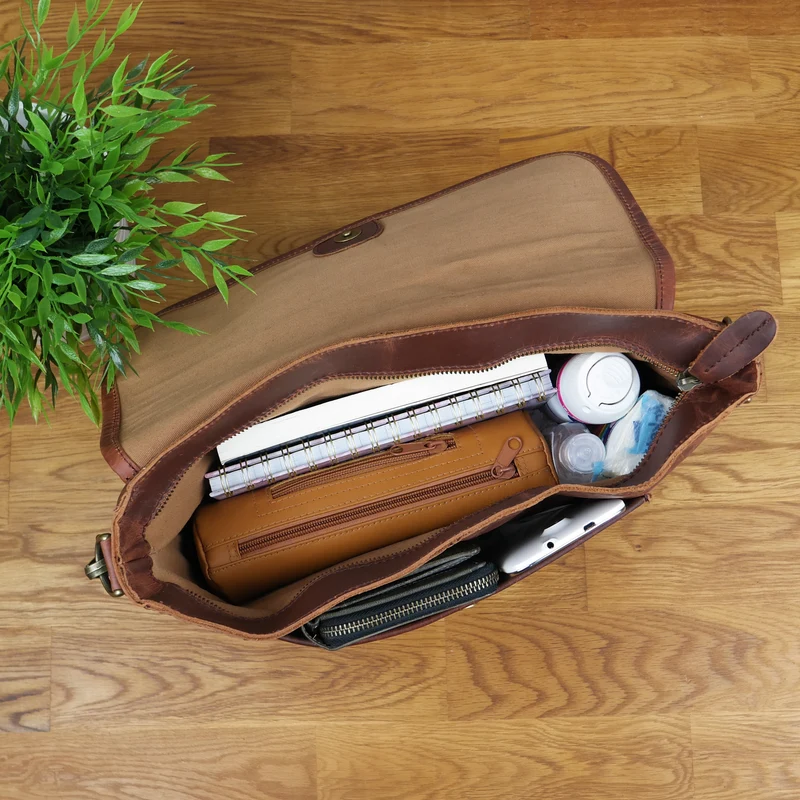 Umhängetasche Damen Schultertasche Damentasche Handtasche Leder braun LE3053