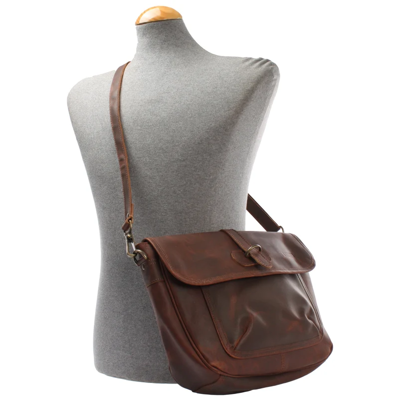 Umhängetasche Damen Schultertasche Damentasche Handtasche Leder braun LE3053