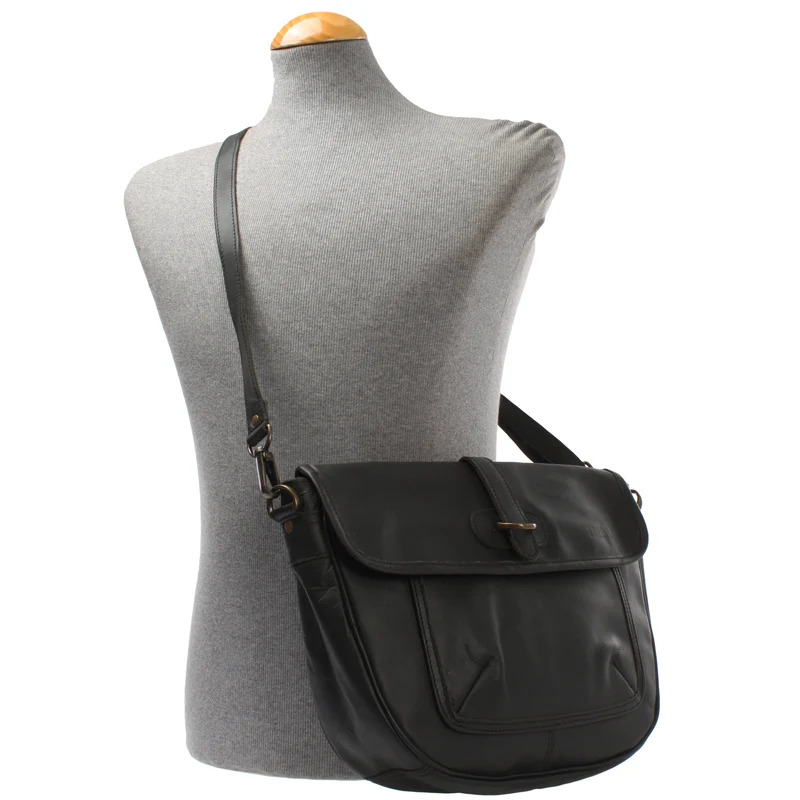Umhängetasche Damen Schultertasche Damentasche Handtasche Leder schwarz LE3053