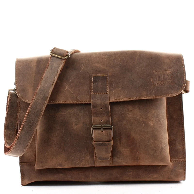 Messenger Bag Aktentasche Damen Herren Leder vintage braun LE3054