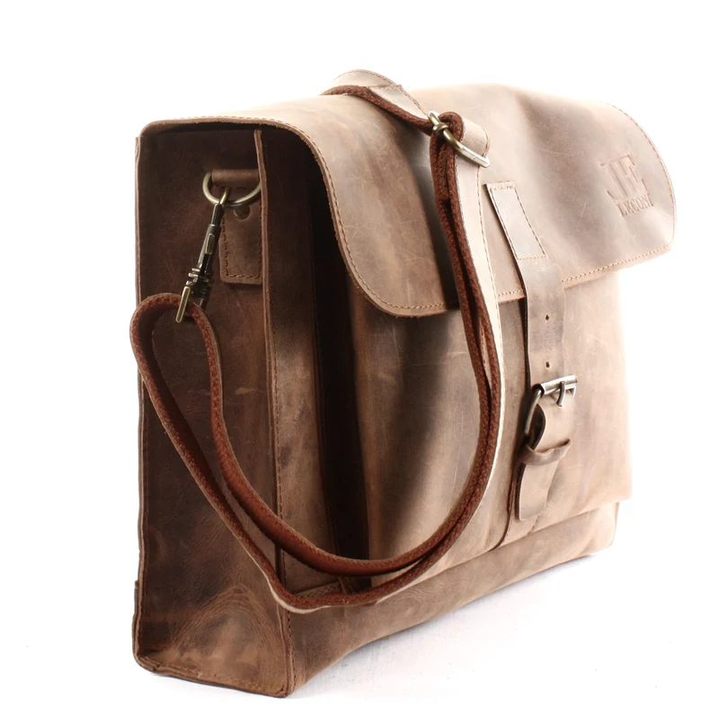 Messenger Bag Aktentasche Damen Herren Leder vintage braun LE3054