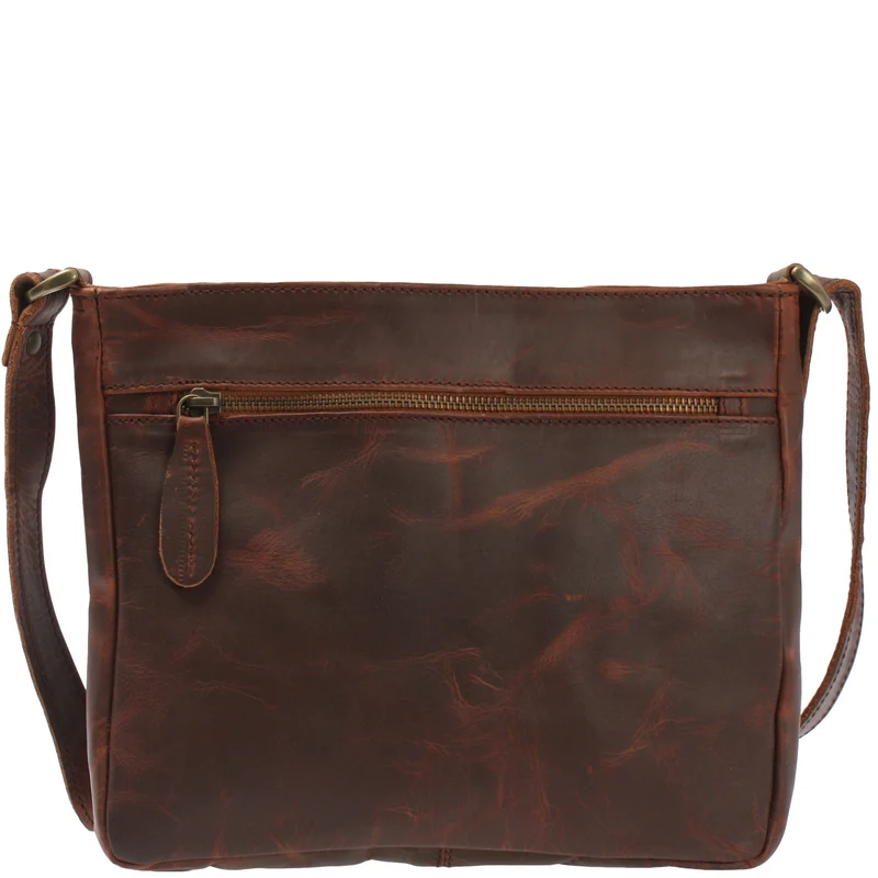 Umhängetasche Schultertasche Freizeittasche Leder braun LE3058