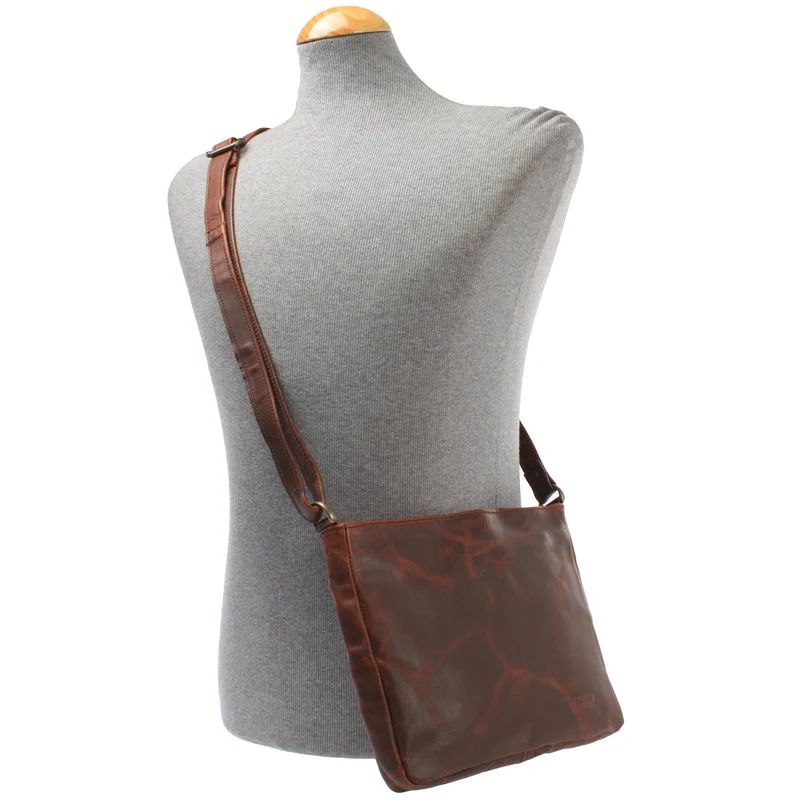 Umhängetasche Schultertasche Freizeittasche Leder braun LE3058