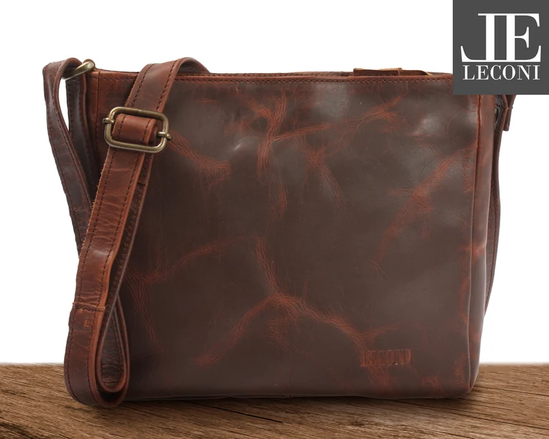 Umhängetasche Schultertasche Freizeittasche Leder braun LE3058