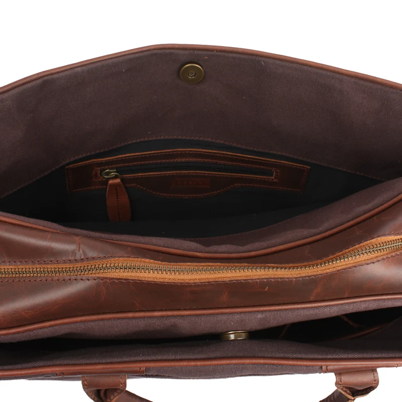 Aktentasche Arbeitstasche Bürotasche Canvas Leder mokka LE3066