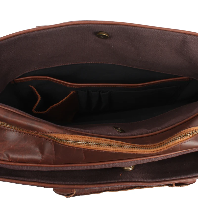 Aktentasche Arbeitstasche Bürotasche Canvas Leder mokka LE3066