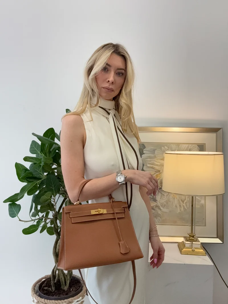 Hermès Vintage Gold Kelly Sellier 32 Epsom Y Circle 1995