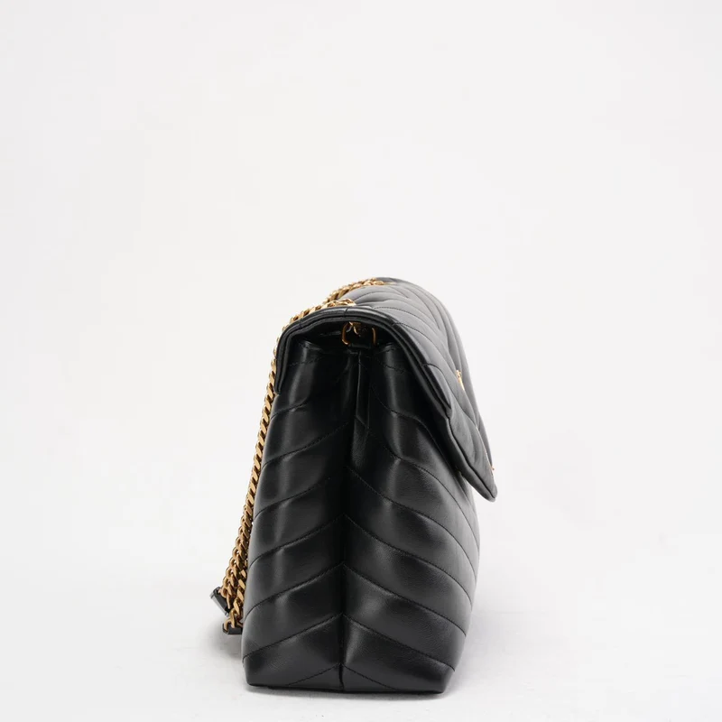 Schwarze Loulou Schultertasche von Saint Laurent (mittelgroß)