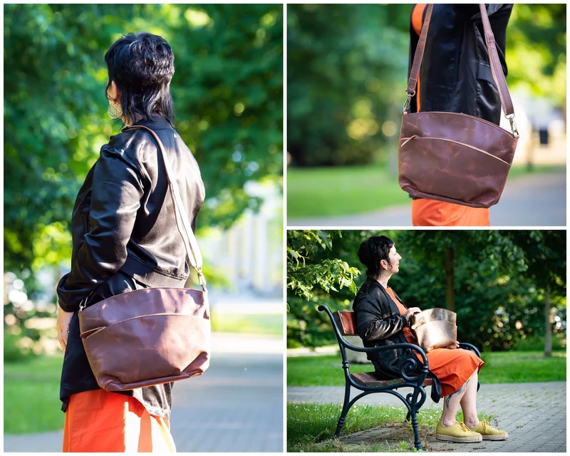 Umhängetasche Schultertasche Freizeittasche Leder braun LE3050