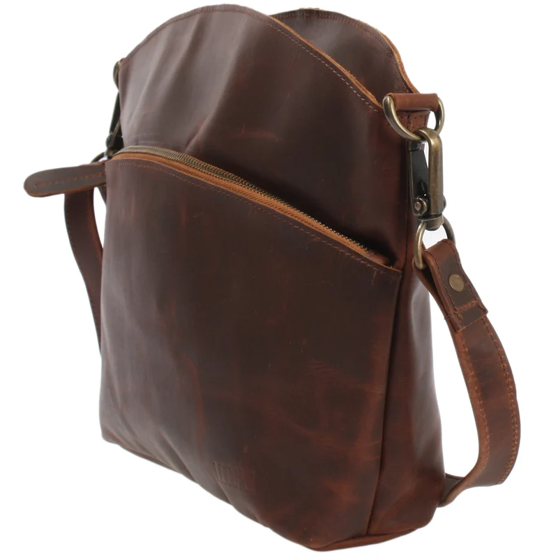 Umhängetasche Schultertasche Freizeittasche Leder braun LE3050