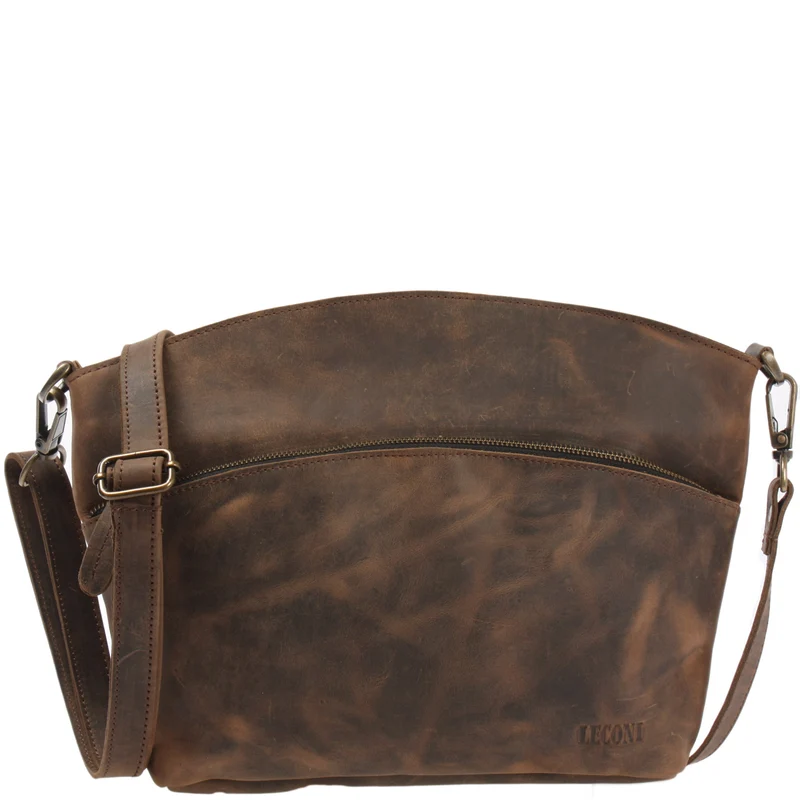 Umhängetasche Schultertasche Freizeittasche Leder schlamm LE3050