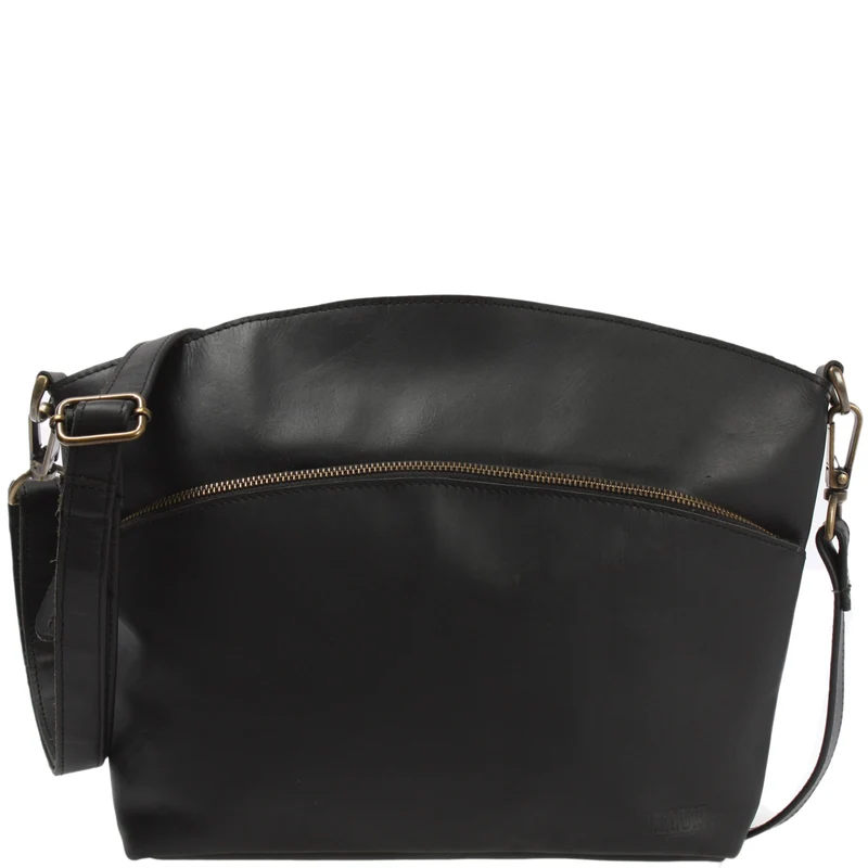 Umhängetasche Schultertasche Freizeittasche Leder schwarz LE3050