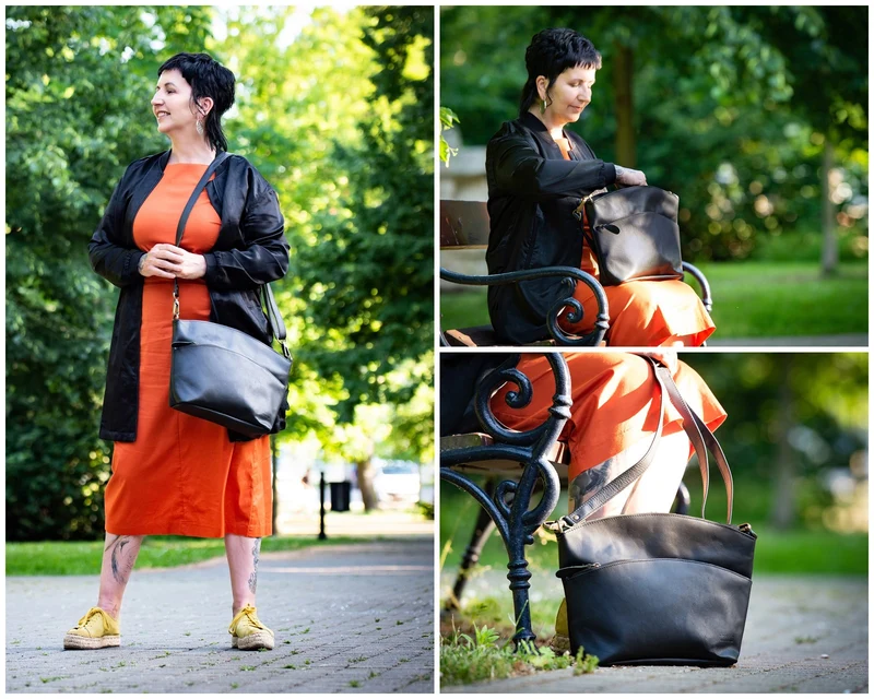 Umhängetasche Schultertasche Freizeittasche Leder schwarz LE3050