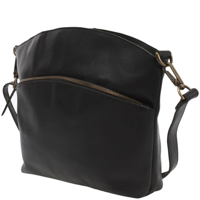 Umhängetasche Schultertasche Freizeittasche Leder schwarz LE3050