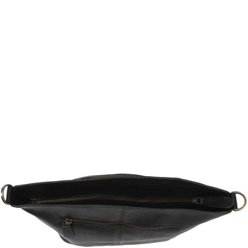 Umhängetasche Schultertasche Freizeittasche Leder schwarz LE3050