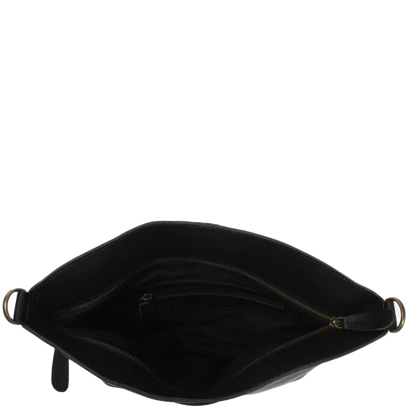Umhängetasche Schultertasche Freizeittasche Leder schwarz LE3050