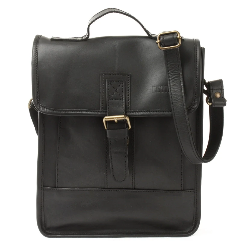 Umhängetasche Freizeittasche Herren Damen Hochformat Leder schwarz LE3052