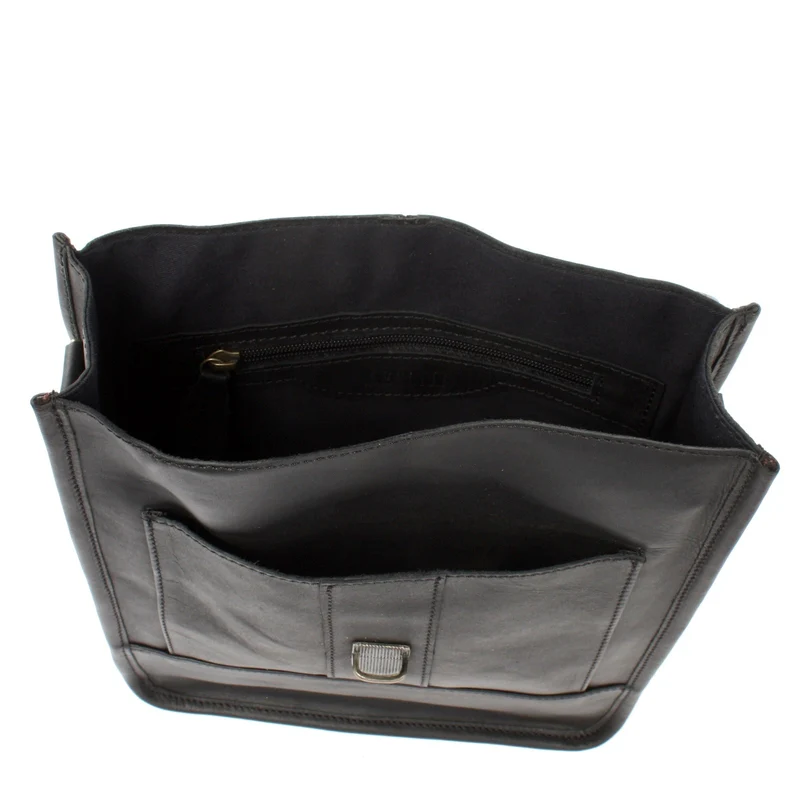 Umhängetasche Freizeittasche Herren Damen Hochformat Leder schwarz LE3052