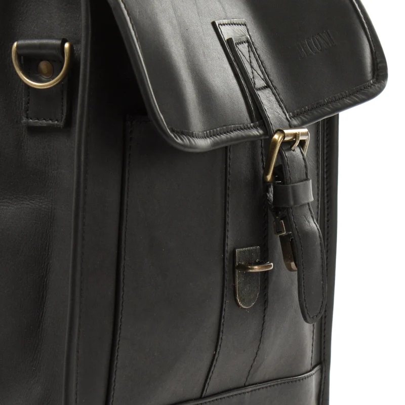 Umhängetasche Freizeittasche Herren Damen Hochformat Leder schwarz LE3052