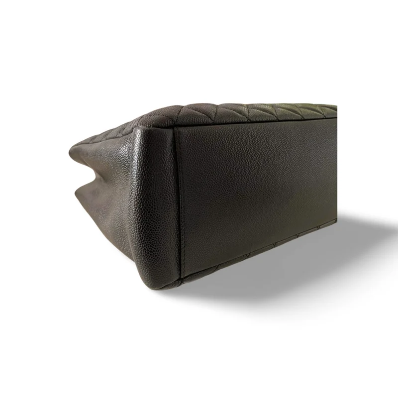 Chanel Grand Shopper Tote aus schwarzem Cavier-Leder mit goldener Hardware