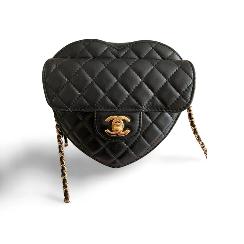 Chanel Heart Bag schwarzes Lammleder GHW