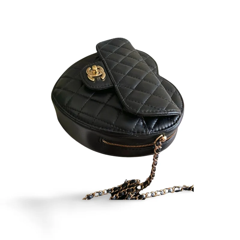 Chanel Heart Bag schwarzes Lammleder GHW