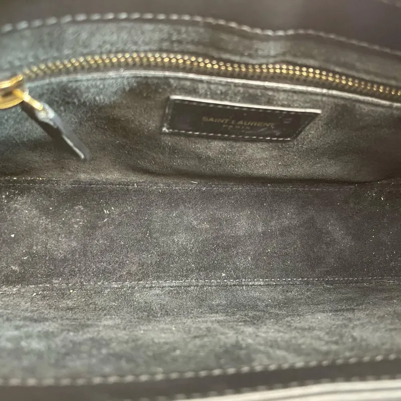 Saint Laurent Le 5 a 7 Schwarze Hobo-Tasche mit goldenen Metallteilen