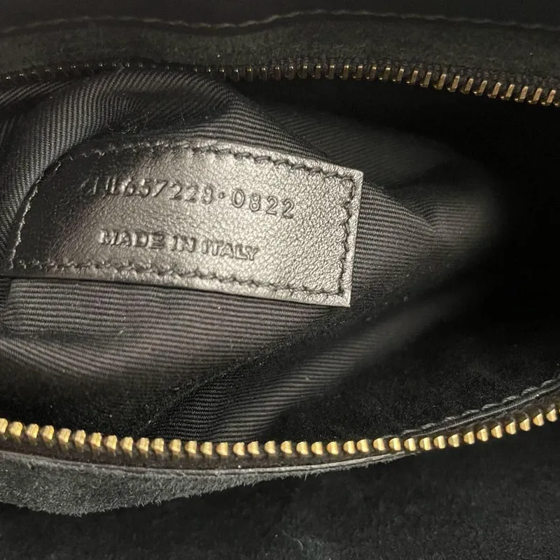 Saint Laurent Le 5 a 7 Schwarze Hobo-Tasche mit goldenen Metallteilen