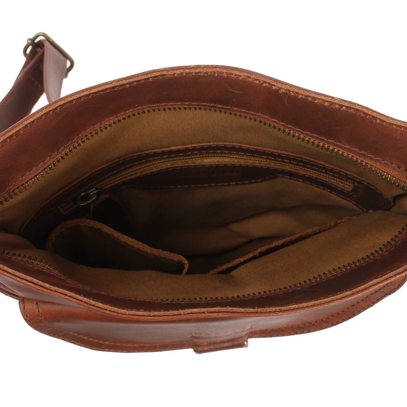 Umhängetasche Schultertasche Damen Herren Used Look Leder braun LE3072