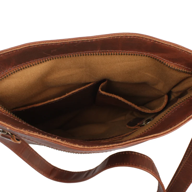 Umhängetasche Schultertasche Damen Herren Used Look Leder braun LE3072