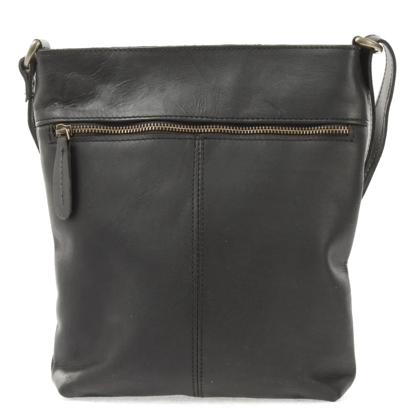 Umhängetasche Schultertasche Damen Herren Used Look Leder schwarz LE3072