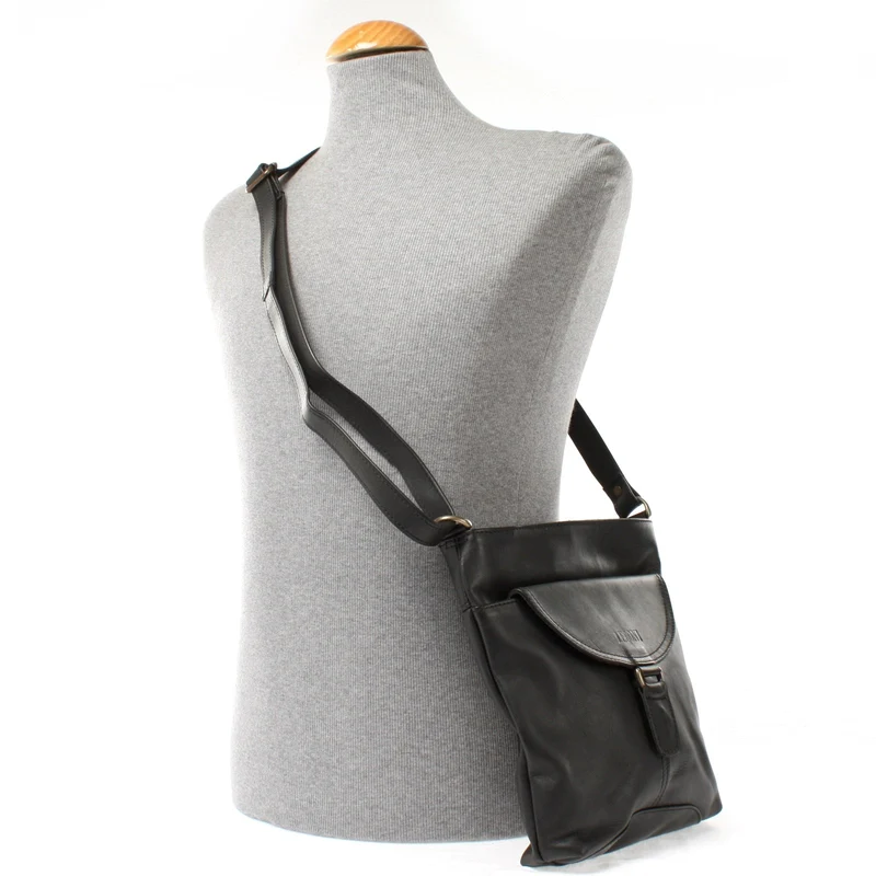 Umhängetasche Schultertasche Damen Herren Used Look Leder schwarz LE3072